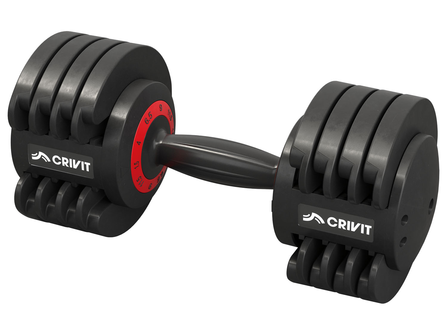 CRIVIT Kit d'haltères courts réglables, 11,5 kg