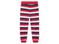Pantalon de pyjama à rayures rouges, blanches et noires.