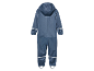 Une combinaison de pluie bleue à capuche pour enfant.
