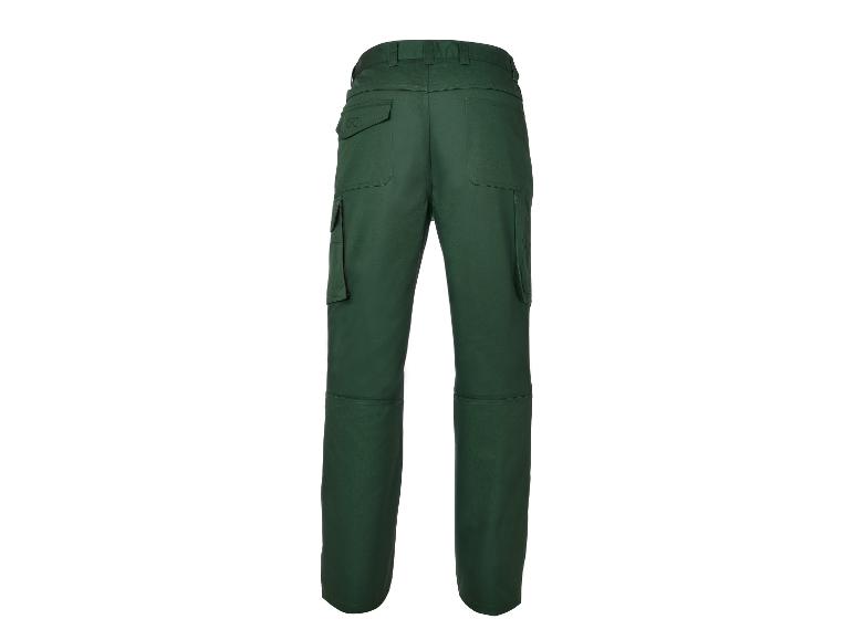 Pantalon de travail vert avec des poches.