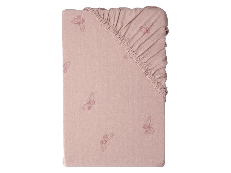 Drap-housse rose pour bébé avec motif papillons