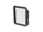 Un filtre à air blanc dans un cadre noir.