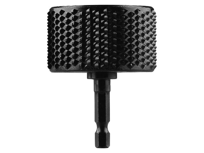 Poignée de tournevis noire moletée avec embout hexagonal.
