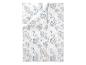 Parure de lit blanche avec motif floral bleu et beige.