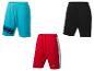 Shorts de sport : modèles bleu, noir et rouge.
