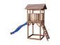 Tour de jeu en bois avec toboggan bleu pour enfants