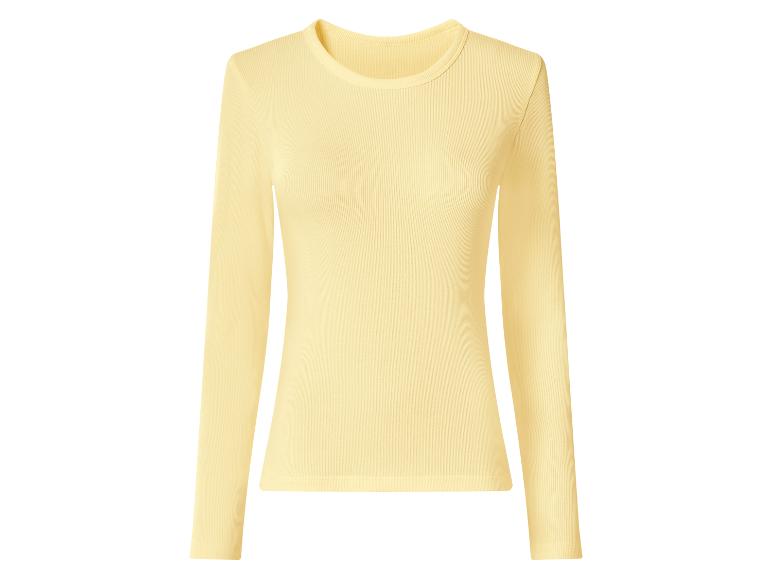 T-shirt côtelé à manches longues jaune clair