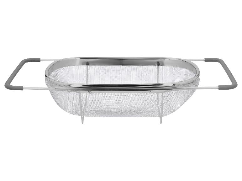 Passoire de cuisine extensible en maille métallique avec poignées grises