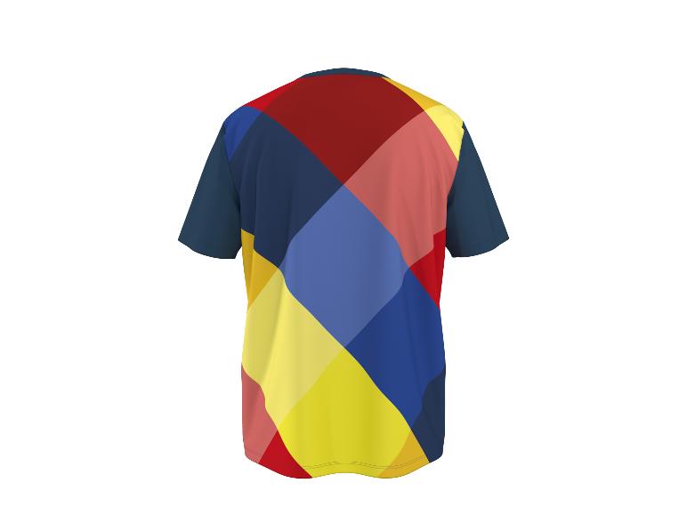 T-shirt homme à motif carreaux colorés, vue de dos.