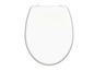 Un abattant de toilette blanc.