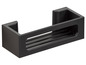 Étagère de salle de bain noire avec un design ouvert.