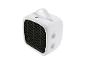 Radiateur électrique portable blanc avec grille noire et boutons de commande