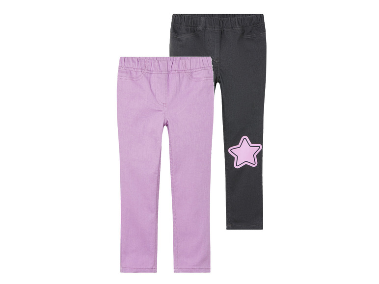 Deux leggings pour filles, un rose et un gris avec une étoile