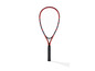 Une raquette de tennis rouge et noire.