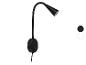 Lampe de lecture flexible noire avec base ronde.