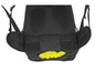 Un sac à dos noir avec des panneaux en mesh et un intérieur jaune vif.