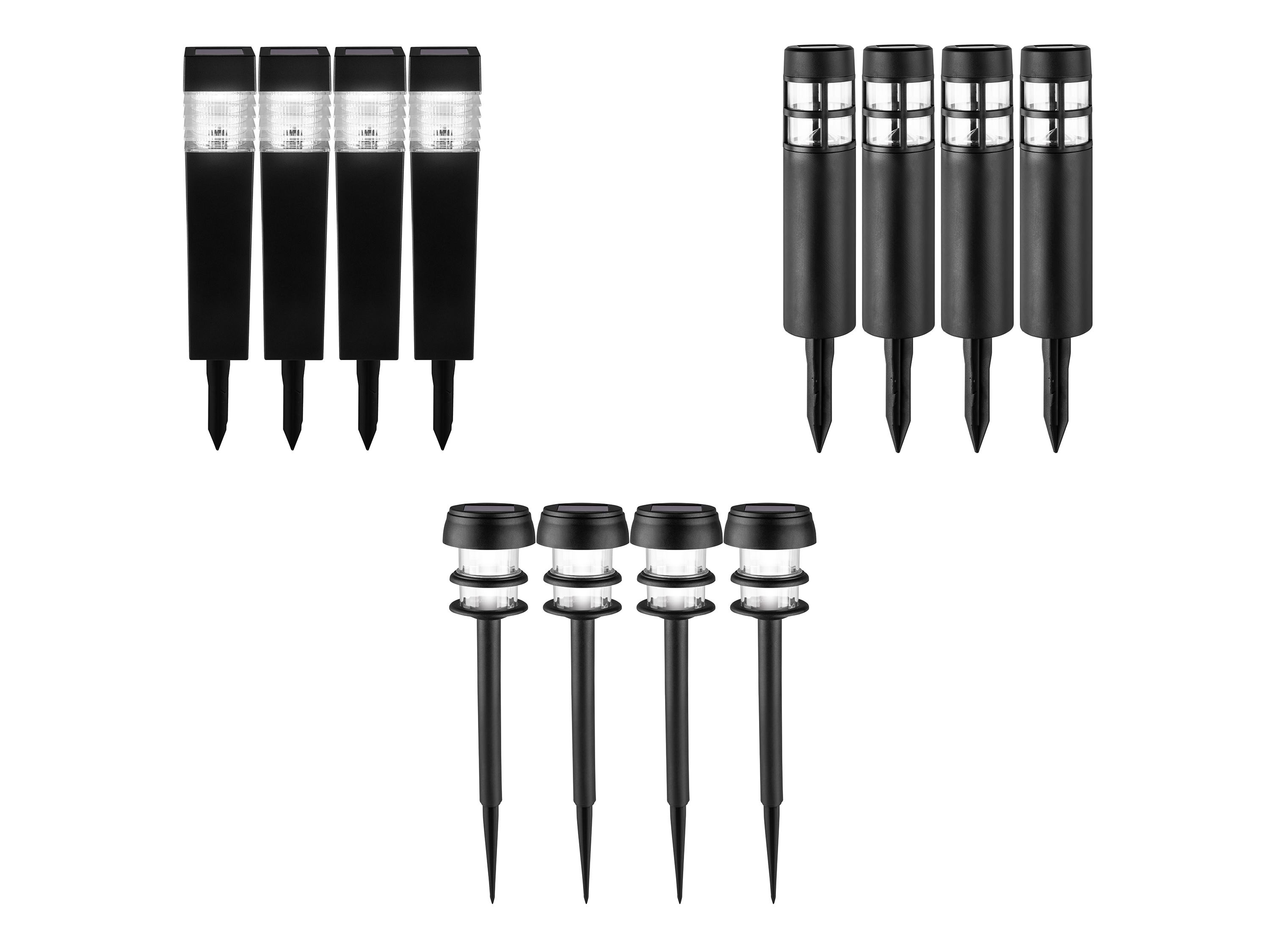 LIVARNO home Lot de 4 balises solaires à LED