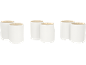 Lot de six tasses en céramique blanche avec intérieur beige, disposées par paires