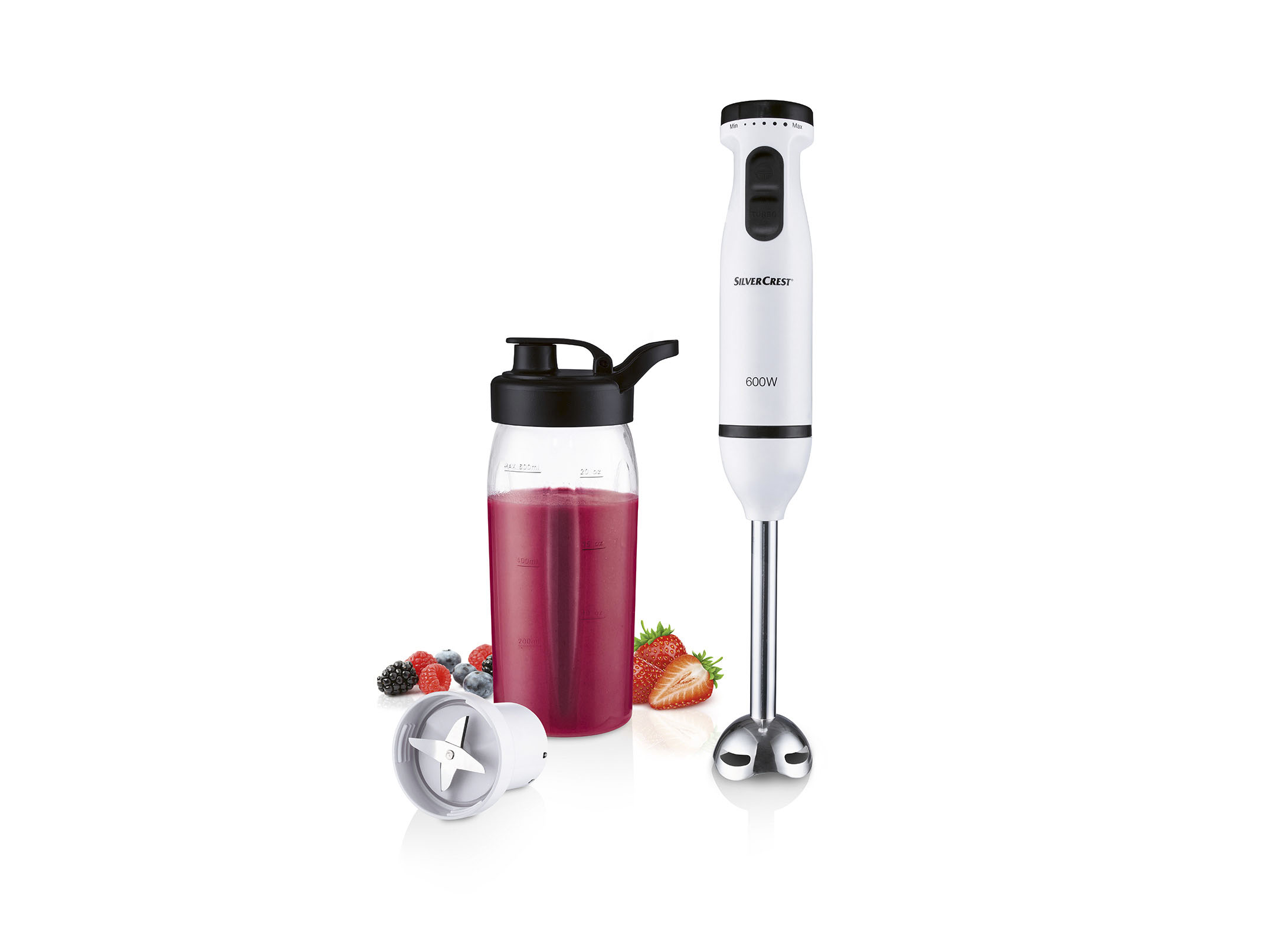 SILVERCREST® KITCHEN TOOLS Kit mixeur plongeant avec appareil à smoothies, 600 W