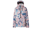 Veste anorak à capuche avec motif coups de pinceau roses, bleus et blancs.