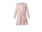 Robe en tricot rose pour filles avec volants et petit sac.