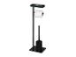 Porte-papier toilette et brosse WC noirs.