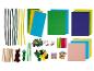 Kit de bricolage avec chenilles, feutrine, bâtonnets, pompons, yeux mobiles et perles.