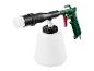Un flacon pulvérisateur Parkside vert avec une brosse pour nettoyer les voitures.