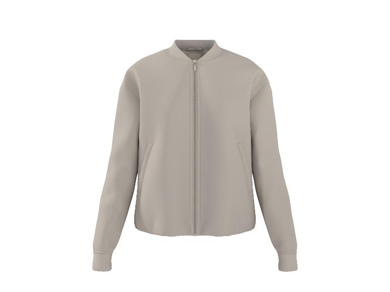Blouson bomber beige uni avec fermeture éclair