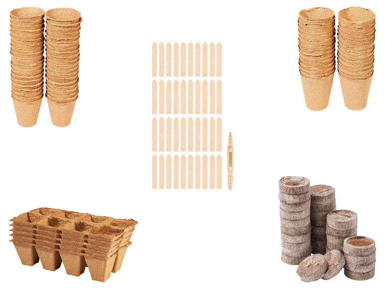 Kit de plantation: pots de tourbe, barquettes à semis, étiquettes de plantes et semoir