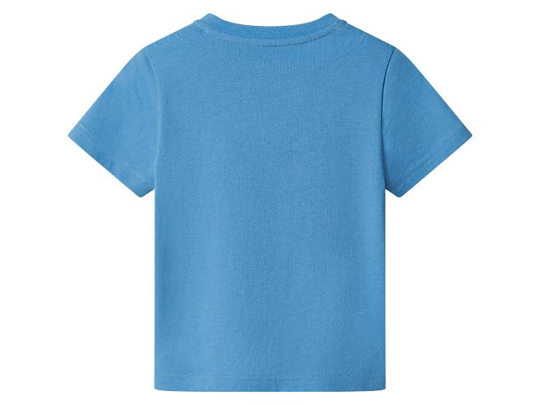 Dos d'un t-shirt bleu en coton à manches courtes pour enfant.