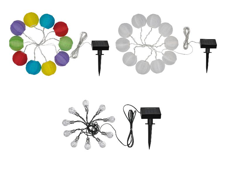 Guirlandes lumineuses solaires : lanternes colorées et blanches, ampoules transparentes.
