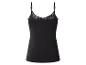 Débardeur noir à fines bretelles avec dentelle.