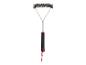 Brosse de nettoyage pour barbecue avec poignée noire et cordon rouge.