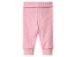 Pantalon bébé rose côtelé avec revers à la taille et aux chevilles.