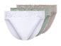 Trois culottes en coton avec dentelle : blanc, vert et beige.