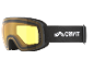Masque de ski noir avec verres jaunes et sangle noire avec logo blanc