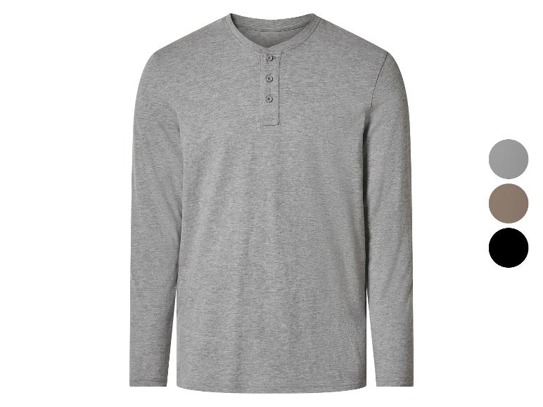 T-shirt Henley gris à manches longues pour homme avec boutons, avec options de couleur