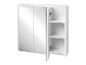 Meuble de salle de bain blanc avec miroir et étagères ouvertes