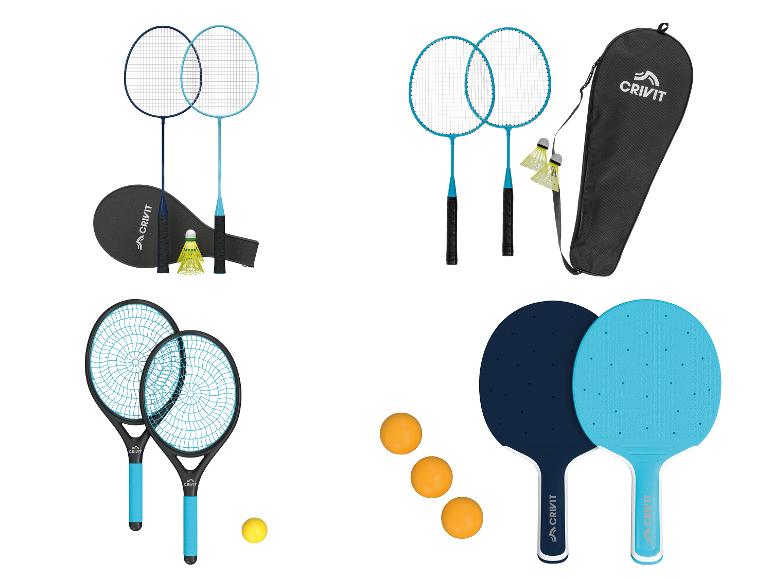 Sets de badminton et raquettes de plage Crivit : raquettes, volants et balles.