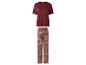 T-shirt rouge et pantalon de pyjama bleu à motifs