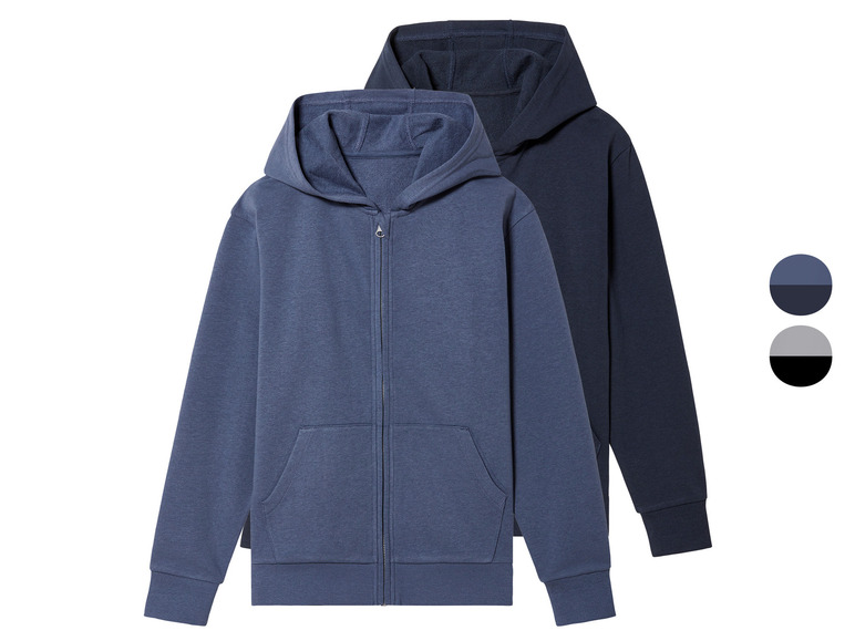 Deux sweat-shirts à capuche bleus avec fermeture éclair