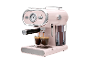 Une machine à expresso rose pâle SilverCrest prépare deux expressos.