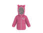 Veste rose pour enfants avec capuche à oreilles et personnage de souris de dessin animé sur la poitrine.