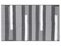 Un tapis rayé gris et blanc avec un design moderne.