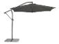 Parasol suspendu gris avec base en béton.