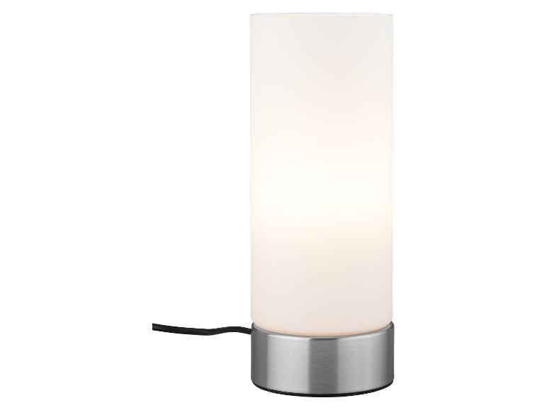 Lampe de table avec abat-jour cylindrique blanc et base métallique