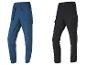 Deux pantalons pour hommes : un jogging bleu et un pantalon cargo noir.
