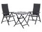 Ensemble de jardin: deux chaises pliantes et une table carrée pliante en anthracite.