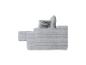 Canapé modulaire gris avec coussins, vue latérale.